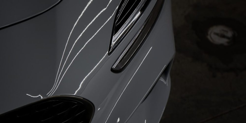 a close up of the front of a car